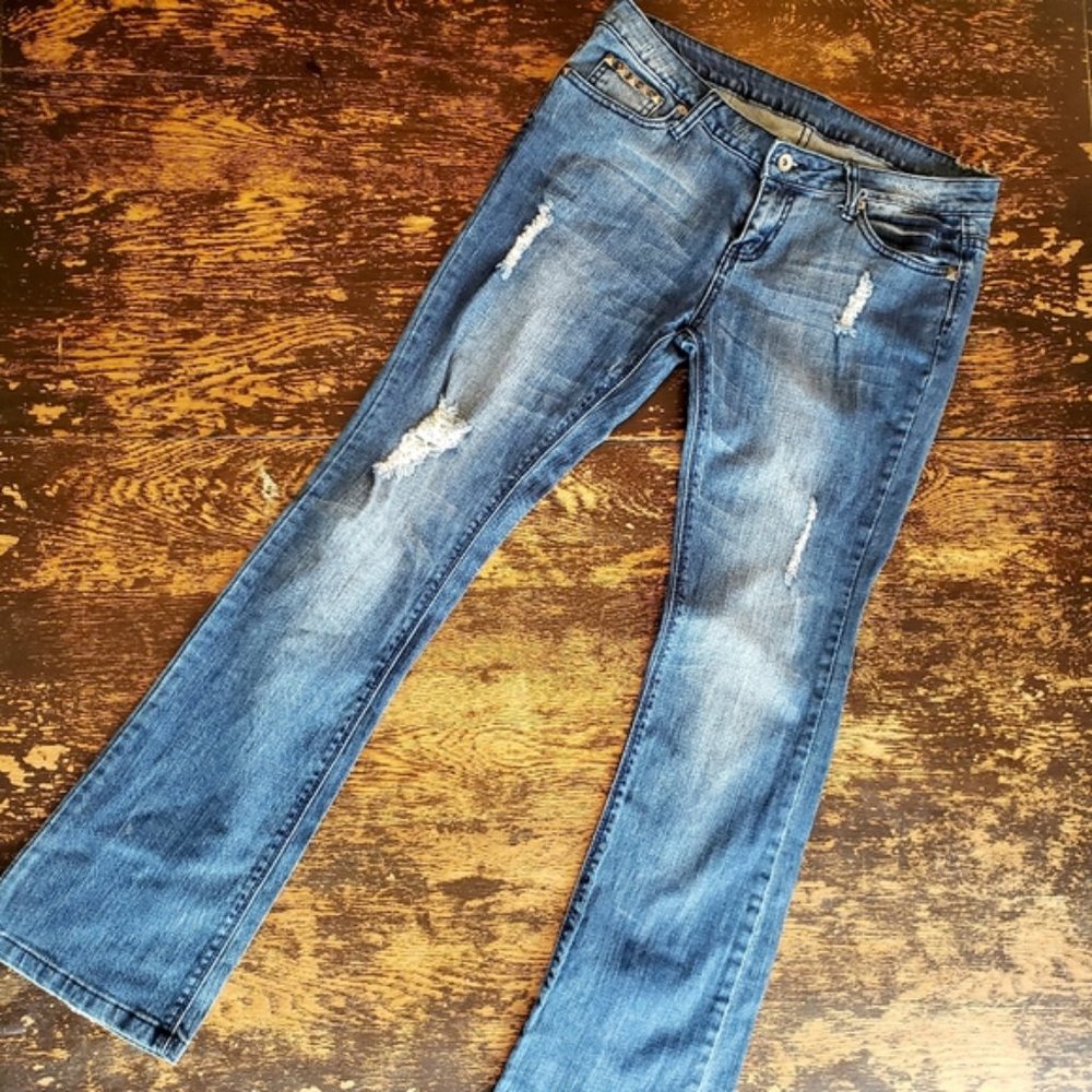 West 49 Distressed Jeans with Studded Detail